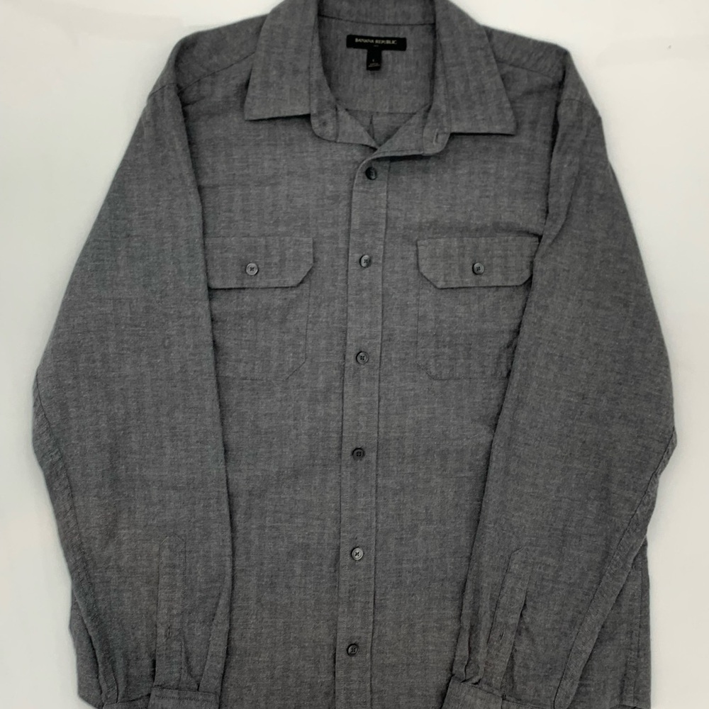 Banana Republic Factory Grey Long Sleeve Button Down Shirt Size Large